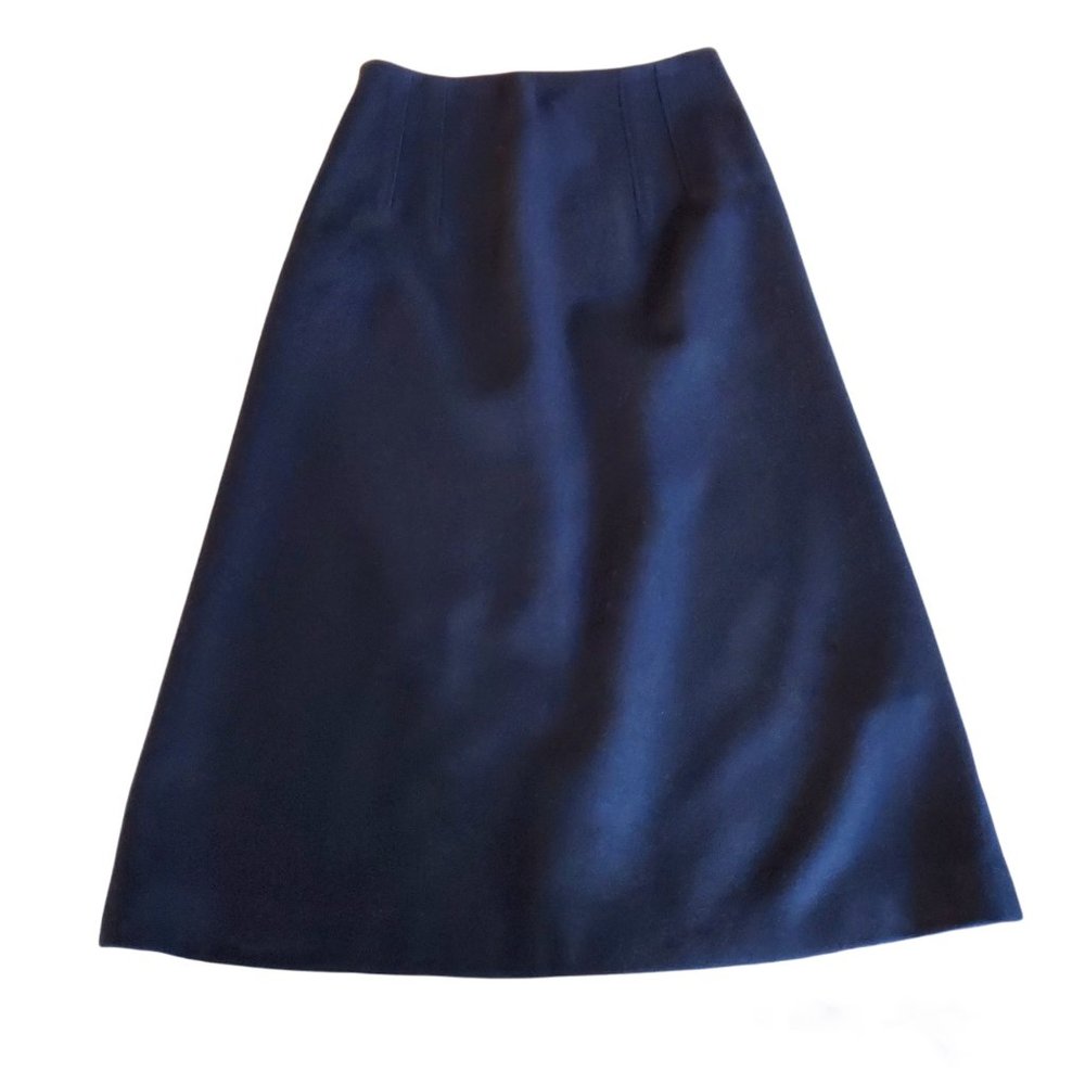Hugo Boss Wool Midi A-line Skirt, Navy Blue, 2